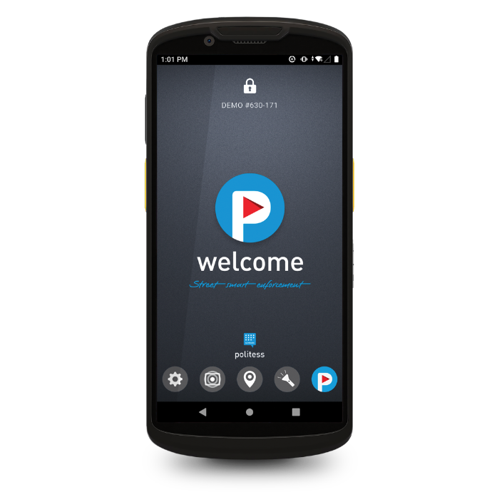 Zebra TC58 Specification Zebra TC58 mobile device with Politess Welcome home screen
